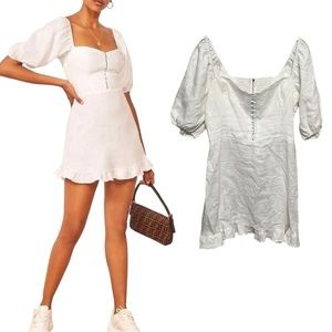 NWT Reformation Seattle Puff Sleeve Linen Dress